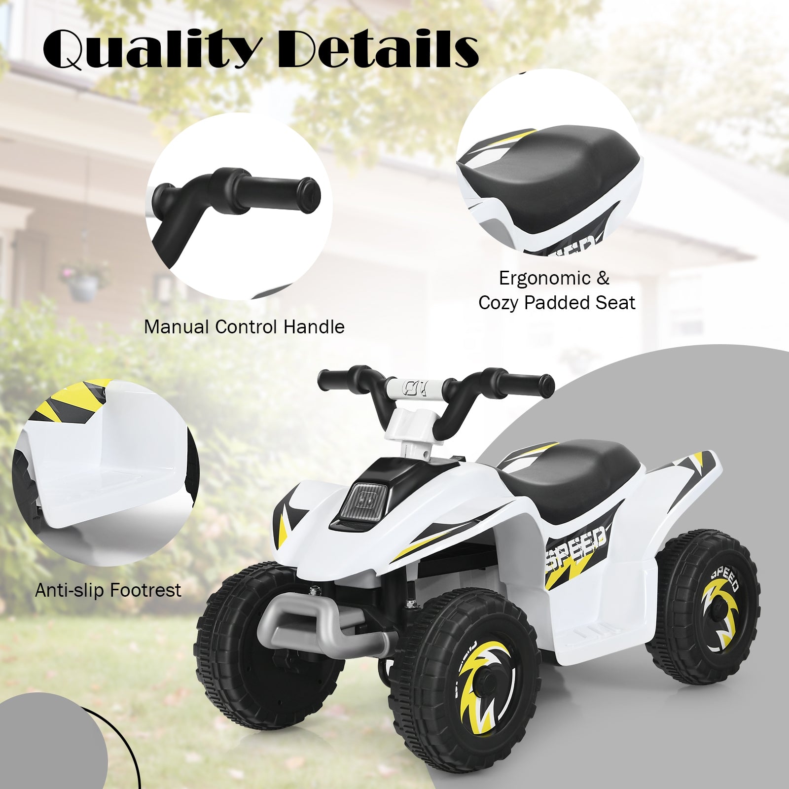 6V Kids Electric ATV 4 Wheels Ride-On Toy , White Powered Ride On Toys at Gallery Canada