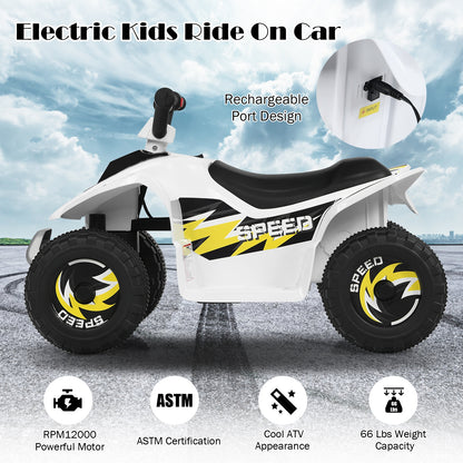 6V Kids Electric ATV 4 Wheels Ride-On Toy , White Powered Ride On Toys at Gallery Canada