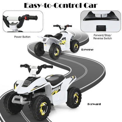 6V Kids Electric ATV 4 Wheels Ride-On Toy , White Powered Ride On Toys at Gallery Canada