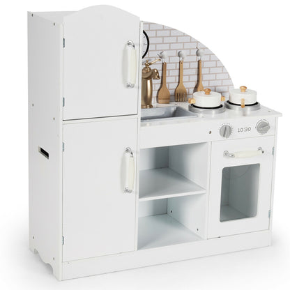 Kids Kitchen Playset Pretend Play Cooking Set with Vivid Faucet and Telephone, White Play Kitchen Sets at Gallery Canada