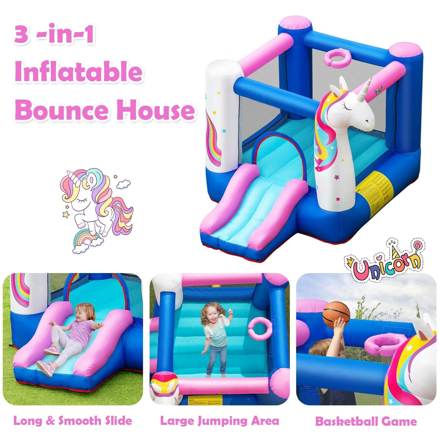 Kids Inflatable Bounce House with 380W Blower - Gallery Canada