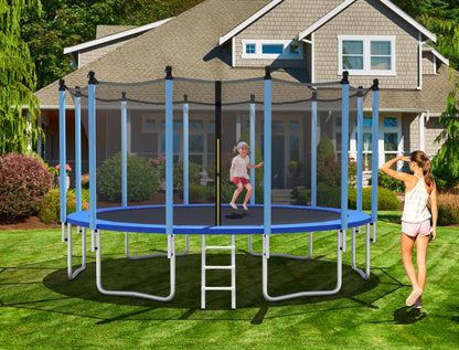 Outdoor Trampoline With Safety Net, 16 ft, Blue