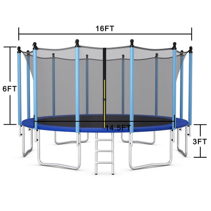 Outdoor Trampoline with Safety Closure Net-16 ft, Blue Trampolines at Gallery Canada