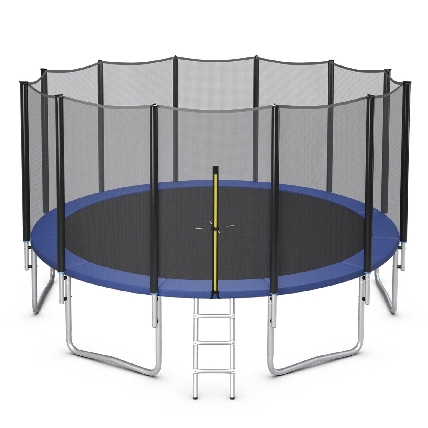 8 Ft Outdoor Trampoline, With Safety Net And Ladder, Black