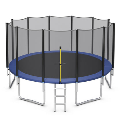 8 Ft Outdoor Trampoline, With Safety Net And Ladder, Black