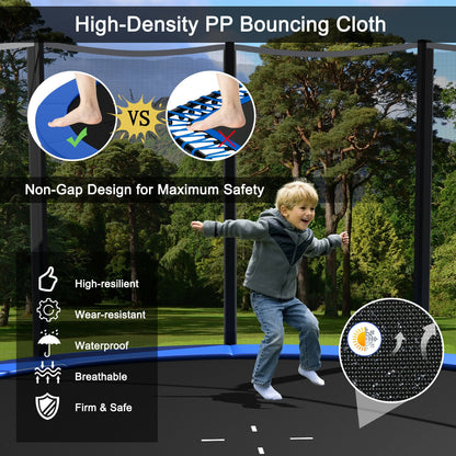 8 Ft Outdoor Trampoline, With Safety Net And Ladder, Black