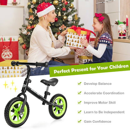 Kids No Pedal Balance Bike with Adjustable Handlebar and Seat, Black