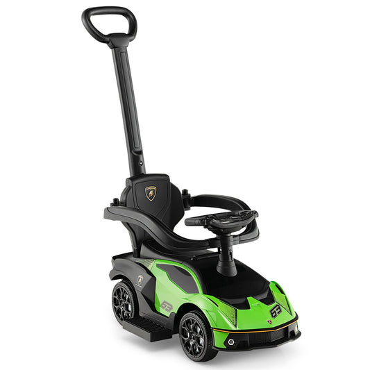 3-in-1 Licensed Lamborghini Ride on Push Car with Handle Guardrail, Green - Gallery Canada
