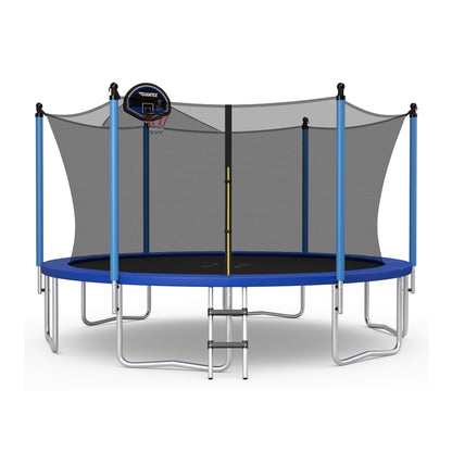 Outdoor Trampoline With Ladder, Enclosure Net, 14 ft, Black Trampolines Black at Gallery Canada