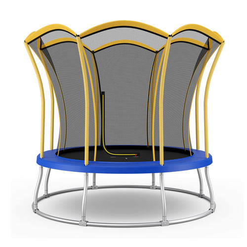 10 Feet Flower Shape Trampoline, Galvanized Steel Frame, Yellow