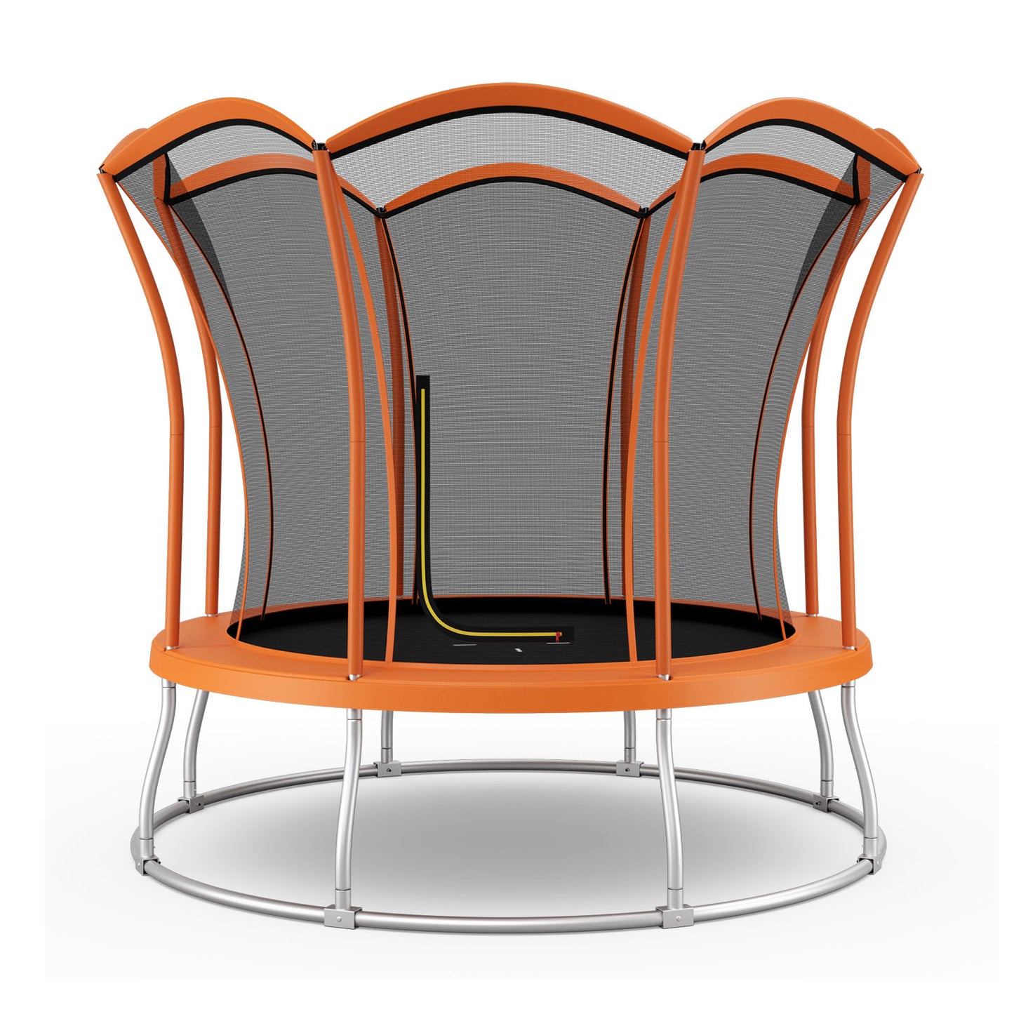 8 Feet Outdoor Unique Flower Shape Trampoline with Enclosure Net, Orange Trampolines at Gallery Canada