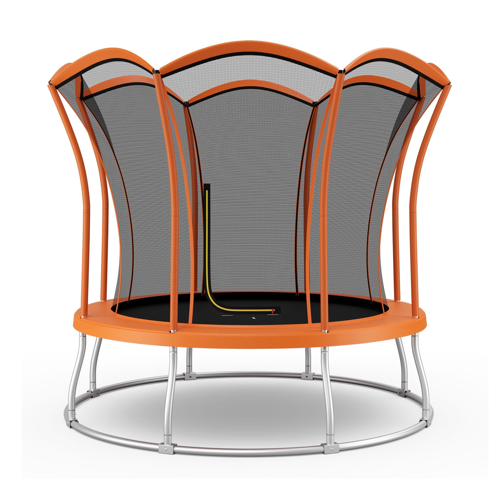 8 Feet Outdoor Unique Flower Shape Trampoline with Enclosure Net, Orange Trampolines at Gallery Canada