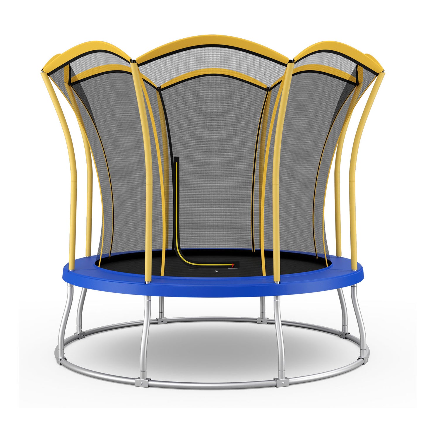 8 Feet Outdoor Unique Flower Shape Trampoline with Enclosure Net, Yellow Trampolines at Gallery Canada