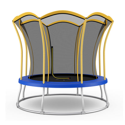 8 Feet Outdoor Unique Flower Shape Trampoline with Enclosure Net, Yellow Trampolines at Gallery Canada
