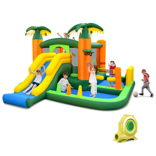 Inflatable Bounce House with Slide, Ball Pits, 735W Blower, Green Bounce House Green at Gallery Canada