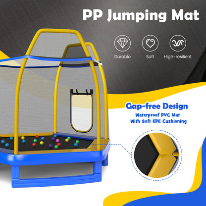 7 Feet Trampoline with Ladder and Slide for Indoor and Outdoor, Blue Trampolines at Gallery Canada