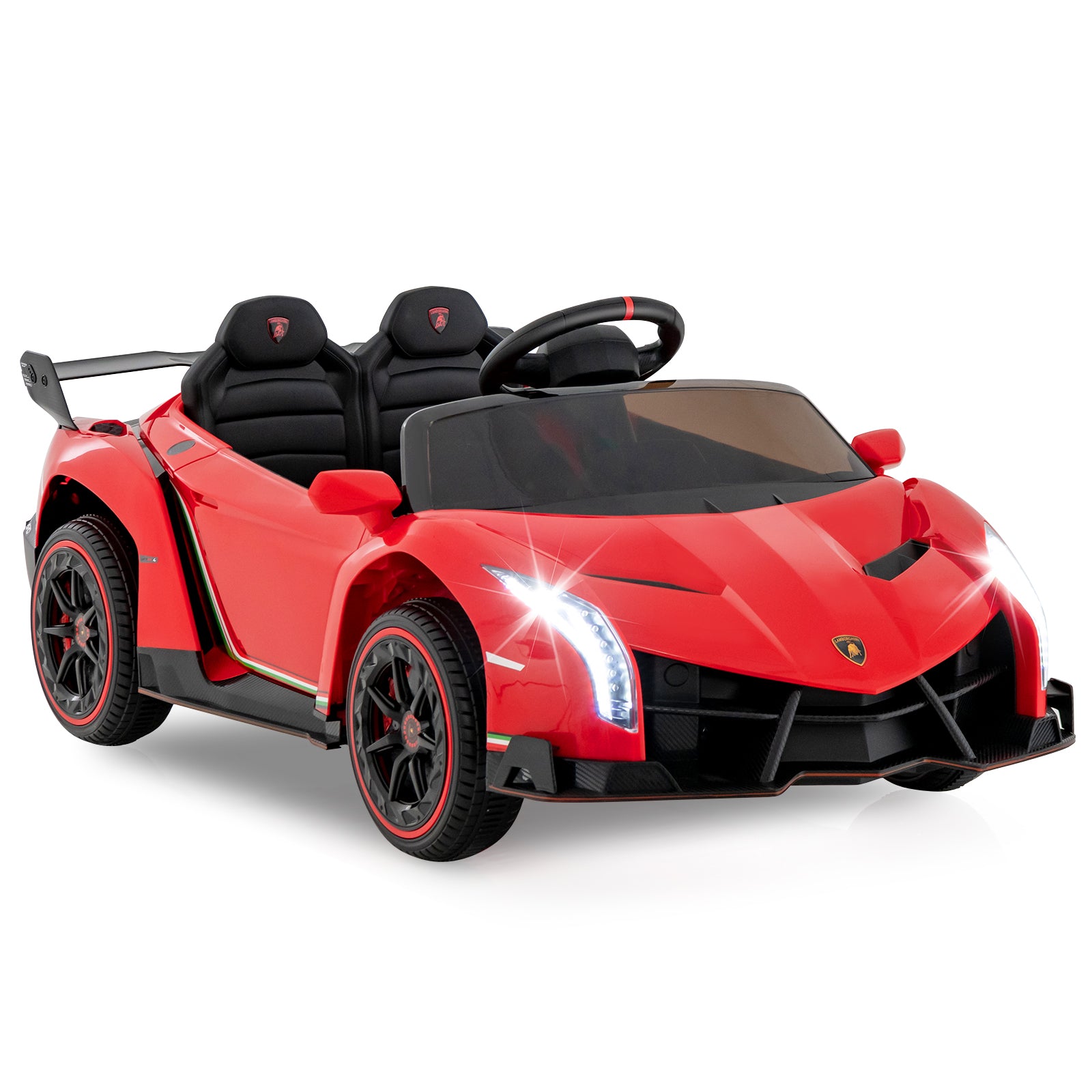 12V Licensed Lamborghini 4WD Kids Ride-on Sports Car with 2.4G Remote, Red Powered Ride On Toys Red at Gallery Canada