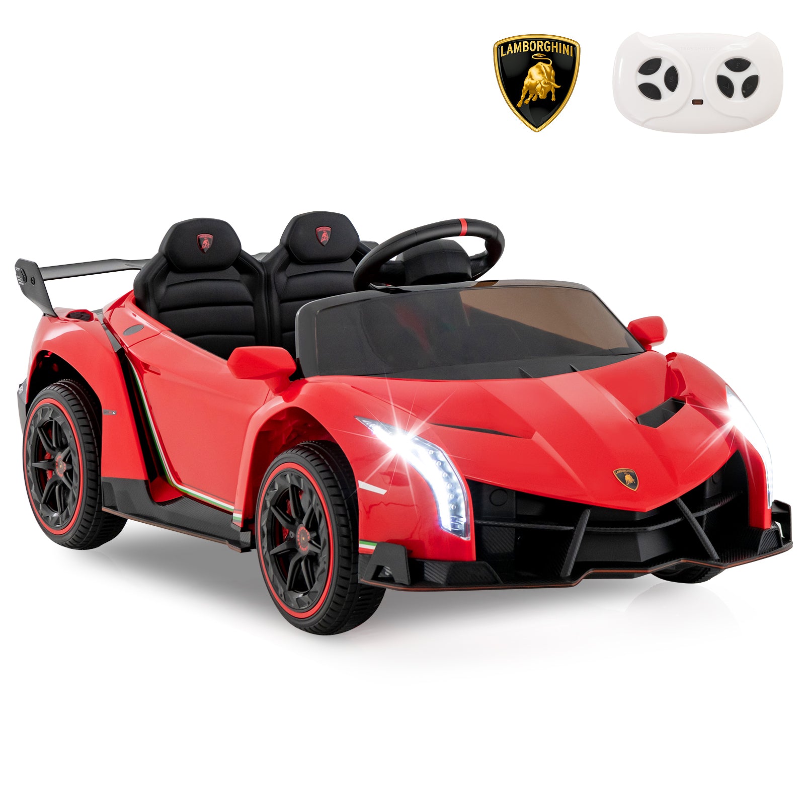 12V Licensed Lamborghini 4WD Kids Ride-on Sports Car with 2.4G Remote, Red Powered Ride On Toys at Gallery Canada