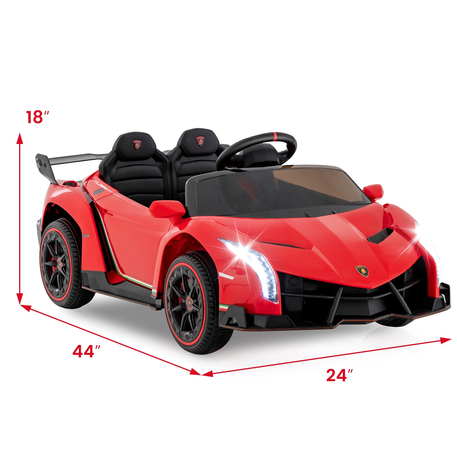12V Licensed Lamborghini 4WD Kids Ride-on Sports Car with 2.4G Remote, Red Powered Ride On Toys at Gallery Canada