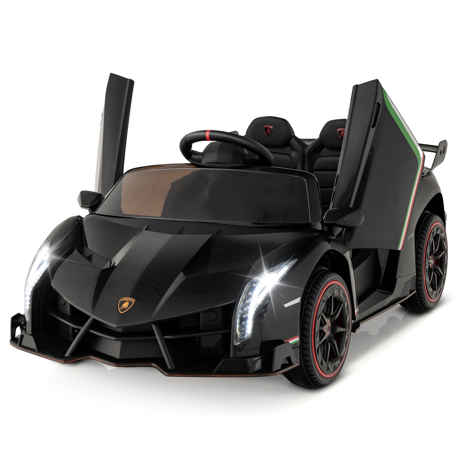 12V Licensed Lamborghini 4WD Kids Ride-on Sports Car with 2.4G Remote, Black Powered Ride On Toys at Gallery Canada