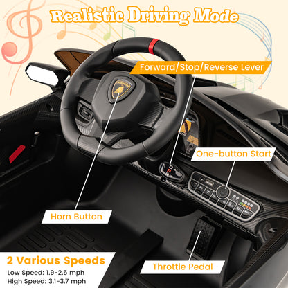 12V Licensed Lamborghini 4WD Kids Ride-on Sports Car with 2.4G Remote, Black Powered Ride On Toys at Gallery Canada