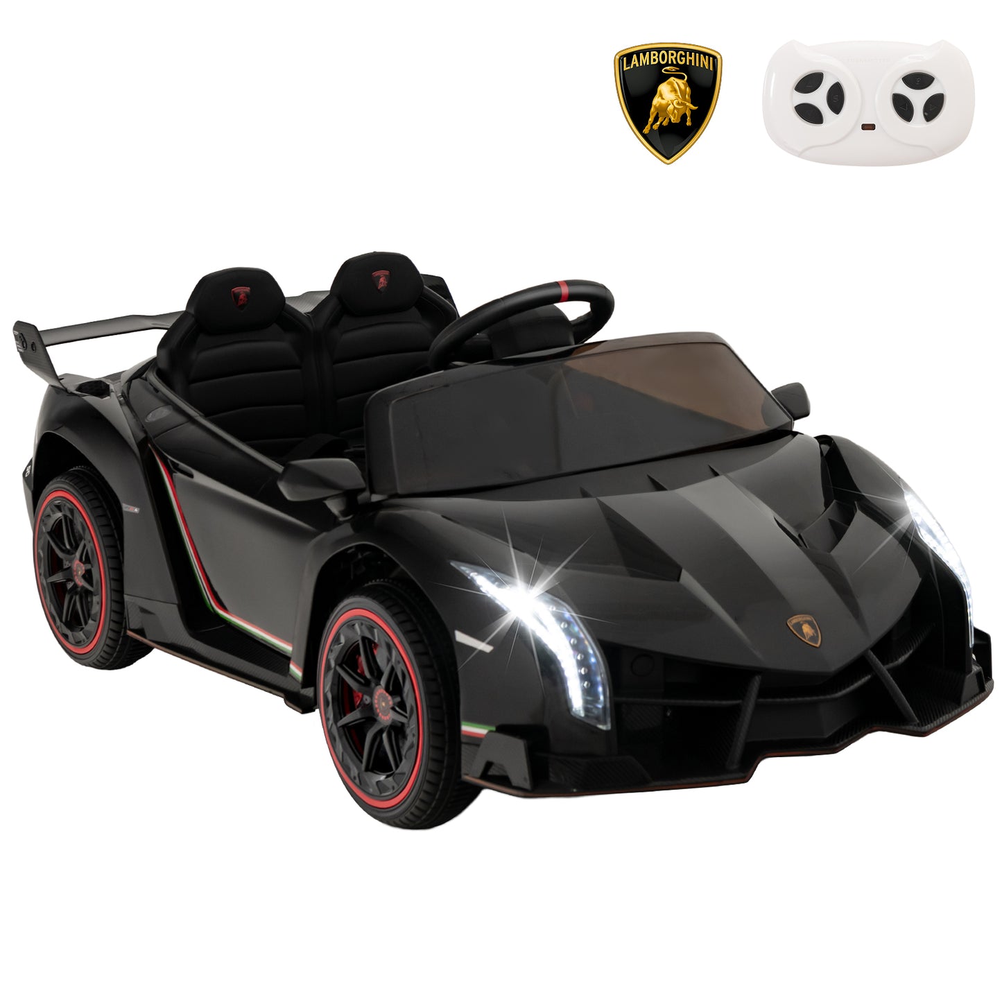 12V Licensed Lamborghini 4WD Kids Ride-on Sports Car with 2.4G Remote, Black Powered Ride On Toys at Gallery Canada