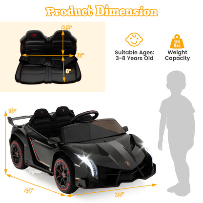12V Licensed Lamborghini 4WD Kids Ride-on Sports Car with 2.4G Remote, Black Powered Ride On Toys at Gallery Canada