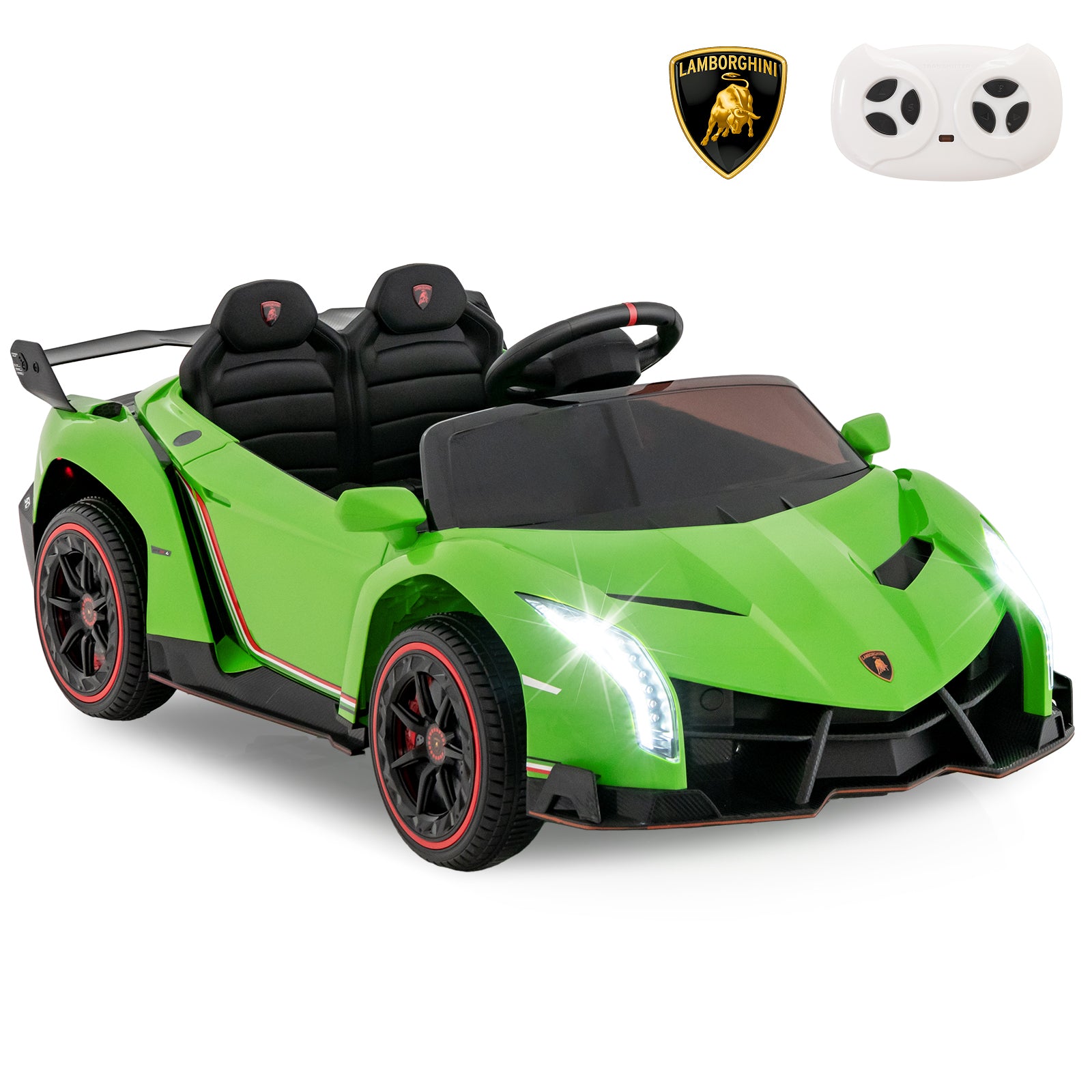12V Licensed Lamborghini 4WD Kids Ride-on Sports Car with 2.4G Remote, Green Powered Ride On Toys at Gallery Canada