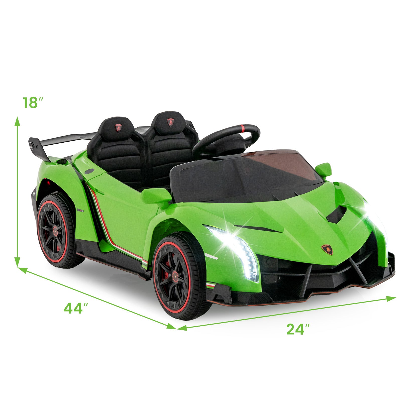 12V Licensed Lamborghini 4WD Kids Ride-on Sports Car with 2.4G Remote, Green Powered Ride On Toys at Gallery Canada