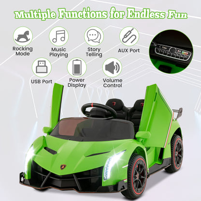 12V Licensed Lamborghini 4WD Kids Ride-on Sports Car with 2.4G Remote, Green Powered Ride On Toys at Gallery Canada