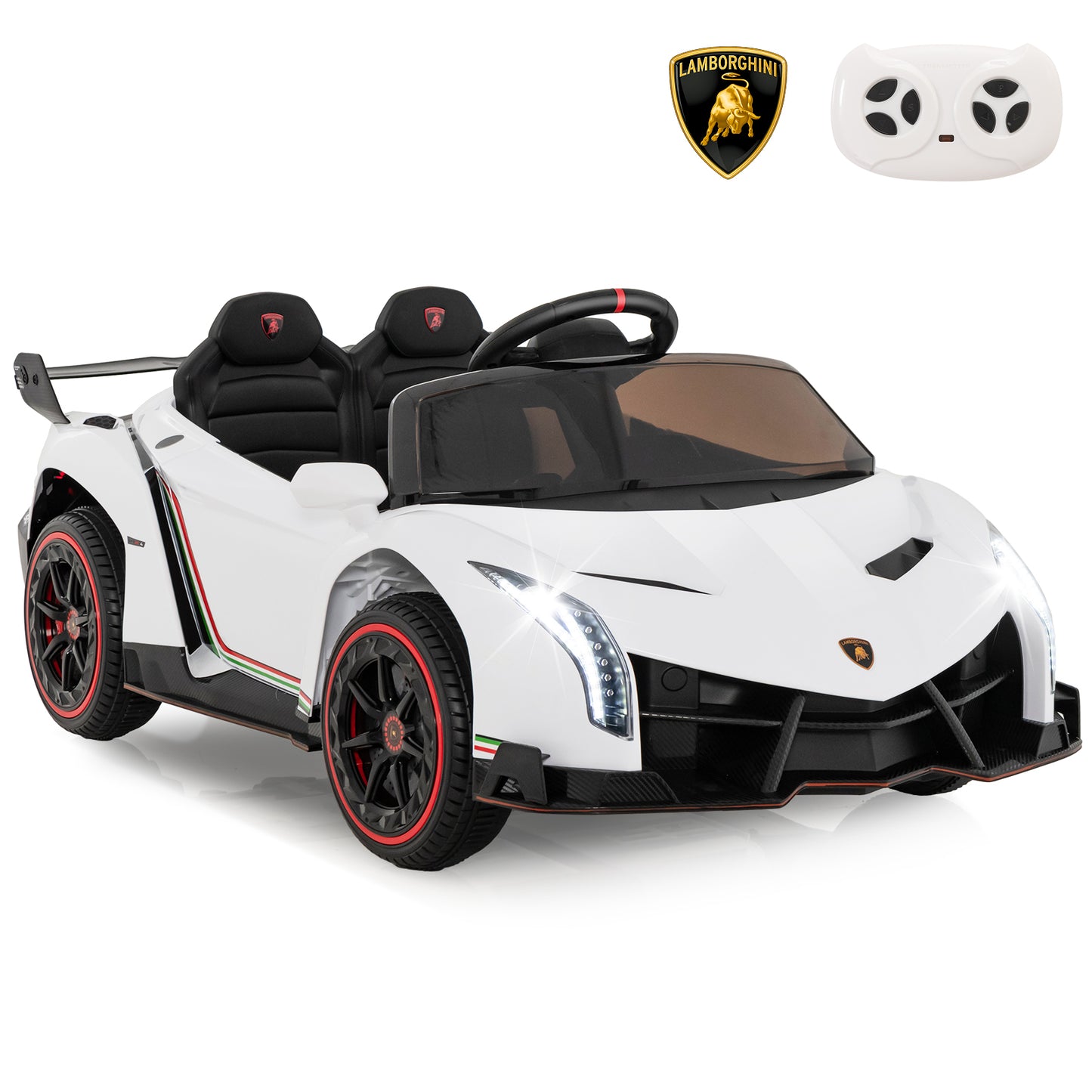 12V Licensed Lamborghini 4WD Kids Ride-on Sports Car with 2.4G Remote, White Powered Ride On Toys at Gallery Canada