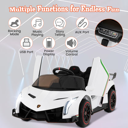 12V Licensed Lamborghini 4WD Kids Ride-on Sports Car with 2.4G Remote, White Powered Ride On Toys at Gallery Canada
