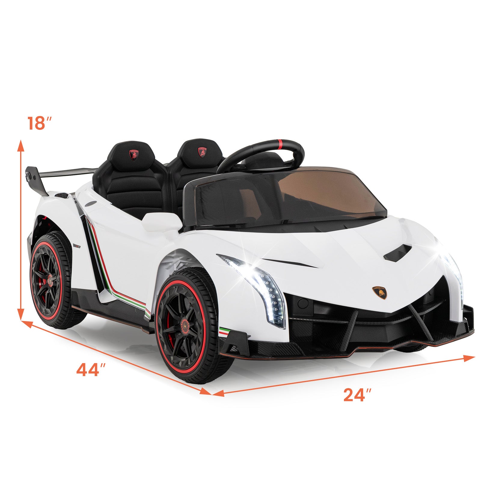 12V Licensed Lamborghini 4WD Kids Ride-on Sports Car with 2.4G Remote, White Powered Ride On Toys at Gallery Canada