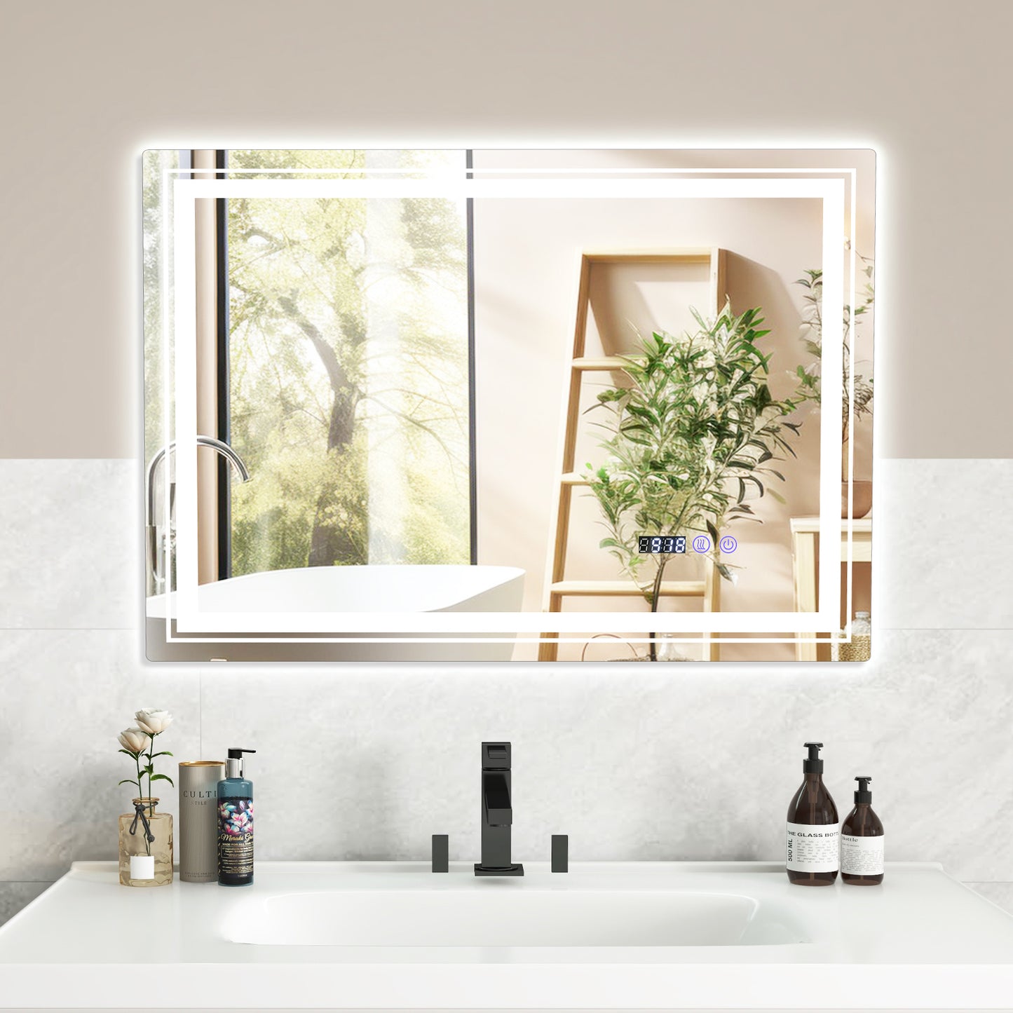 Defogging LED Bathroom Mirror with Memory Function and Anti-Fog-M Wall Mirrors at Gallery Canada