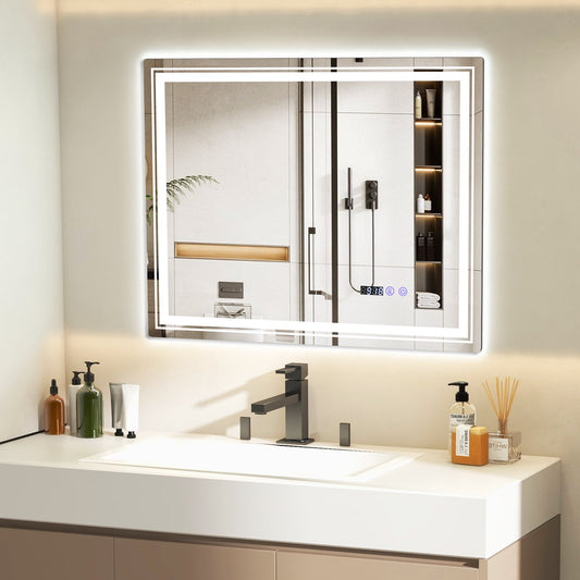 Defogging LED Bathroom Mirror with Memory Function and Anti-Fog-L - Gallery Canada
