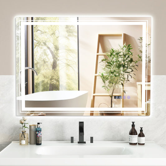 Defogging LED Bathroom Mirror with Memory Function and Anti-Fog-L - Gallery Canada
