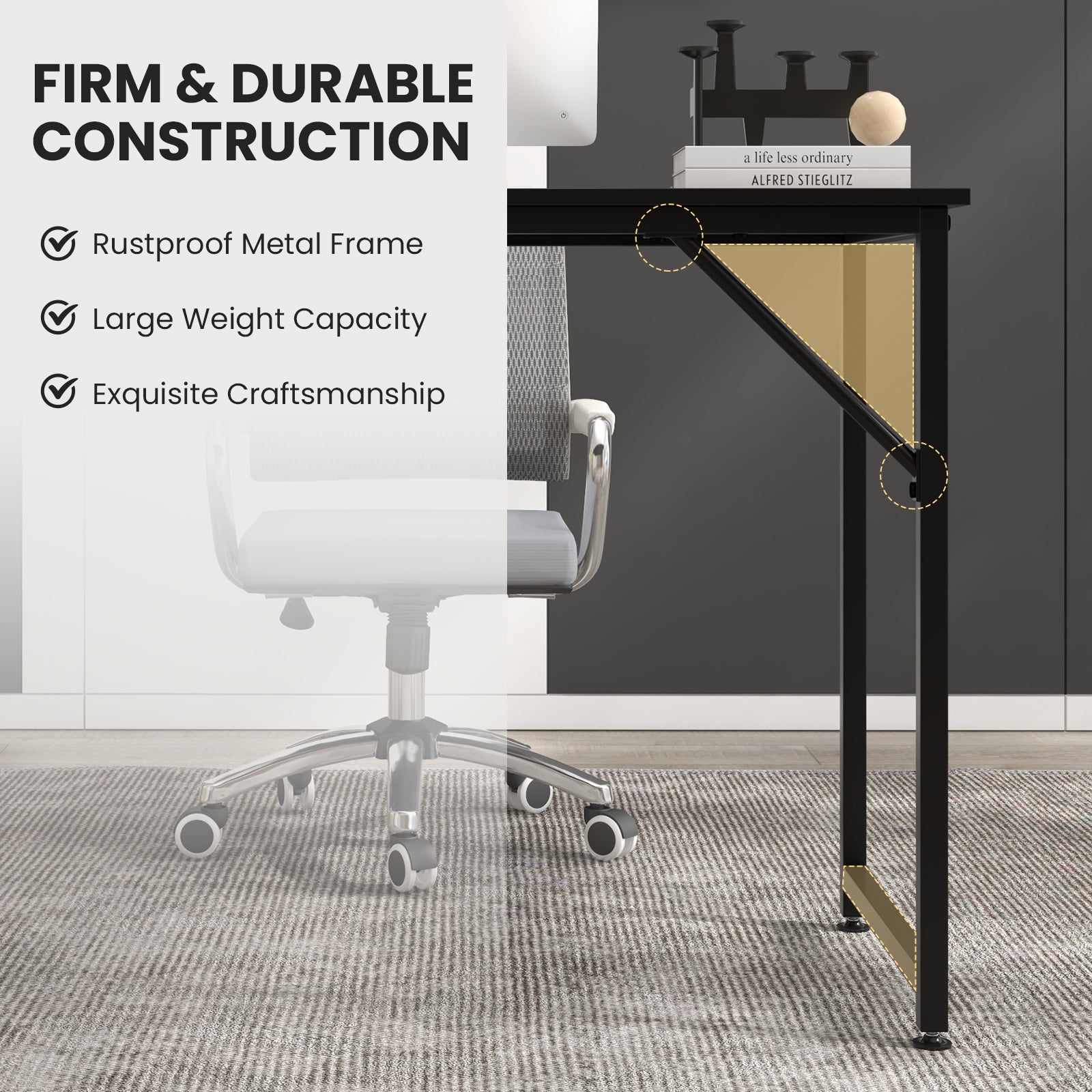 L Shaped Computer Desk and Writing Workstation for Home and Office, Black Writing Desks at Gallery Canada