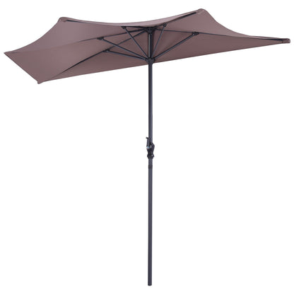 9' Half Round Patio Umbrella Sunshade without Weight Base, Tan Outdoor Umbrellas Tan at Gallery Canada