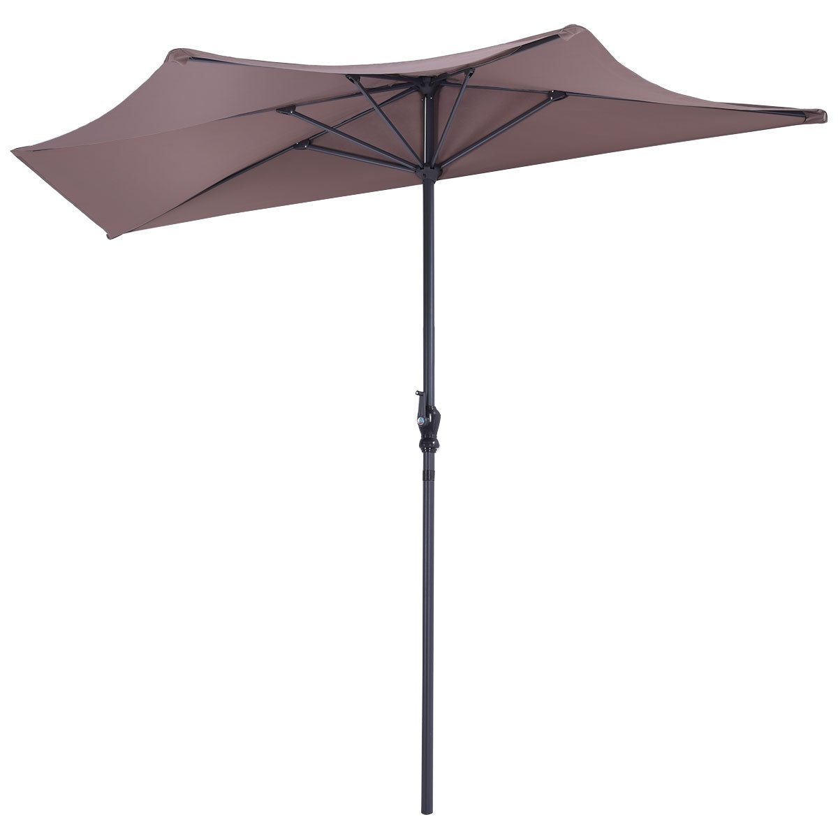 9' Half Round Patio Umbrella Sunshade without Weight Base, Tan Outdoor Umbrellas at Gallery Canada