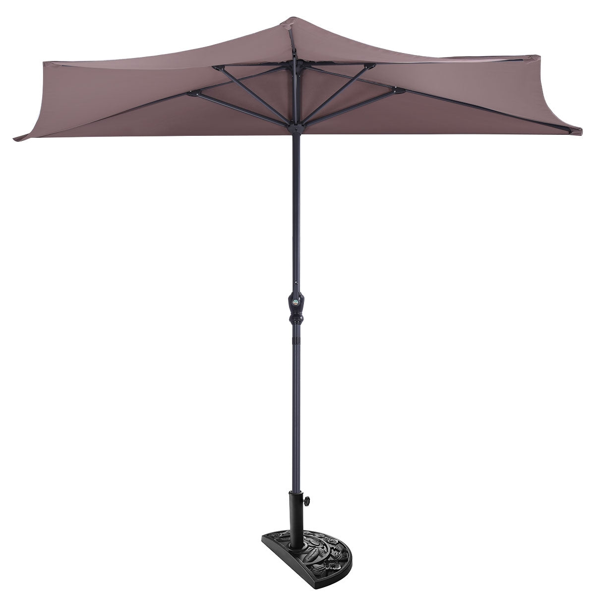 9' Half Round Patio Umbrella Sunshade without Weight Base, Tan Outdoor Umbrellas at Gallery Canada