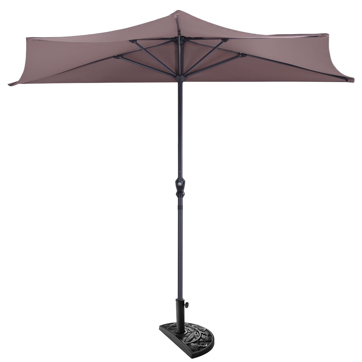 9' Half Round Patio Umbrella Sunshade without Weight Base, Tan