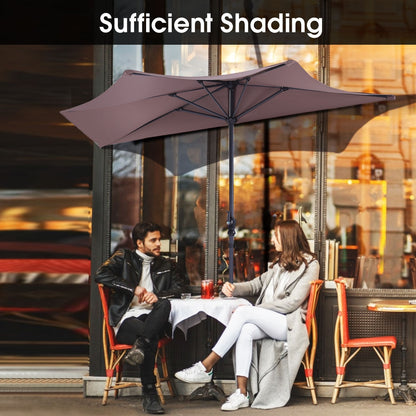 9' Half Round Patio Umbrella Sunshade without Weight Base, Tan Outdoor Umbrellas at Gallery Canada