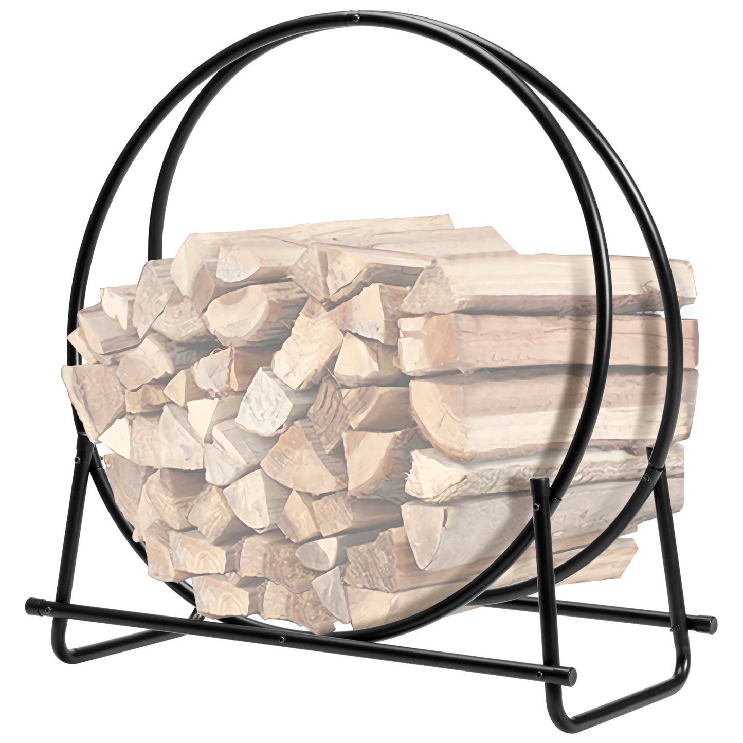 30-Inch Tubular Steel Log Hoop Firewood Storage Rack, Black - Gallery Canada