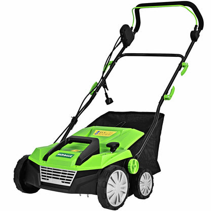 15 Inch 13 Amp Electric Scarifier, Collection Bag, Removable Blades, Green Garden Tools at Gallery Canada