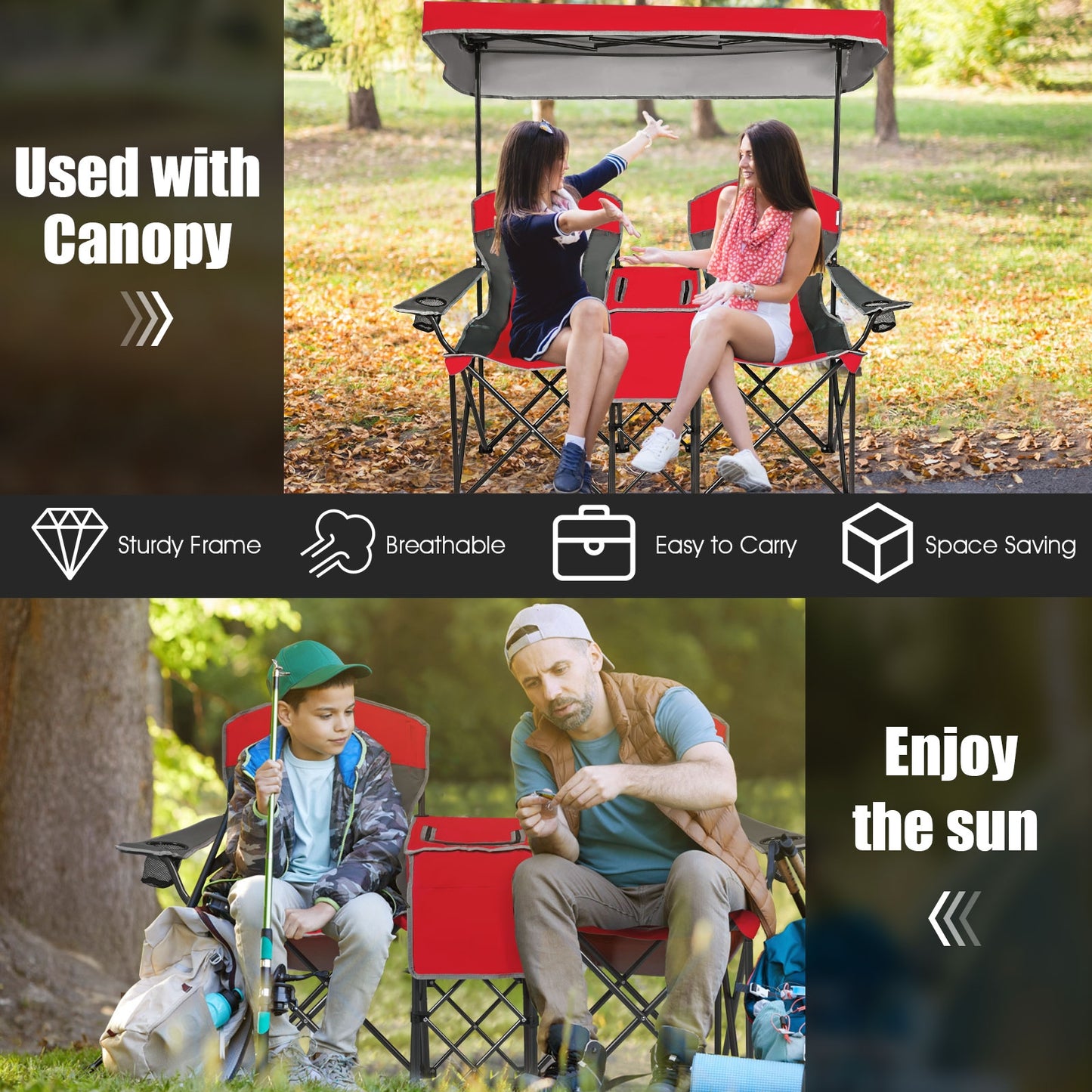 Portable Folding Camping Chair With Cup Holder, Red Camping Furniture at Gallery Canada