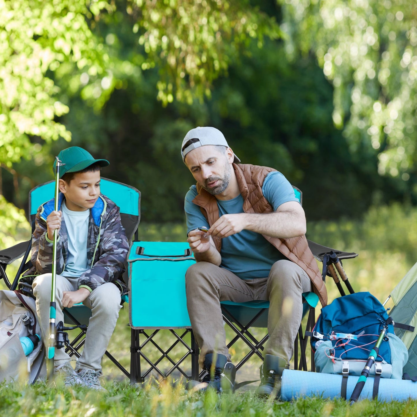 Portable Folding Camping Canopy Chairs with Cup Holder, Turquoise Camping Furniture at Gallery Canada