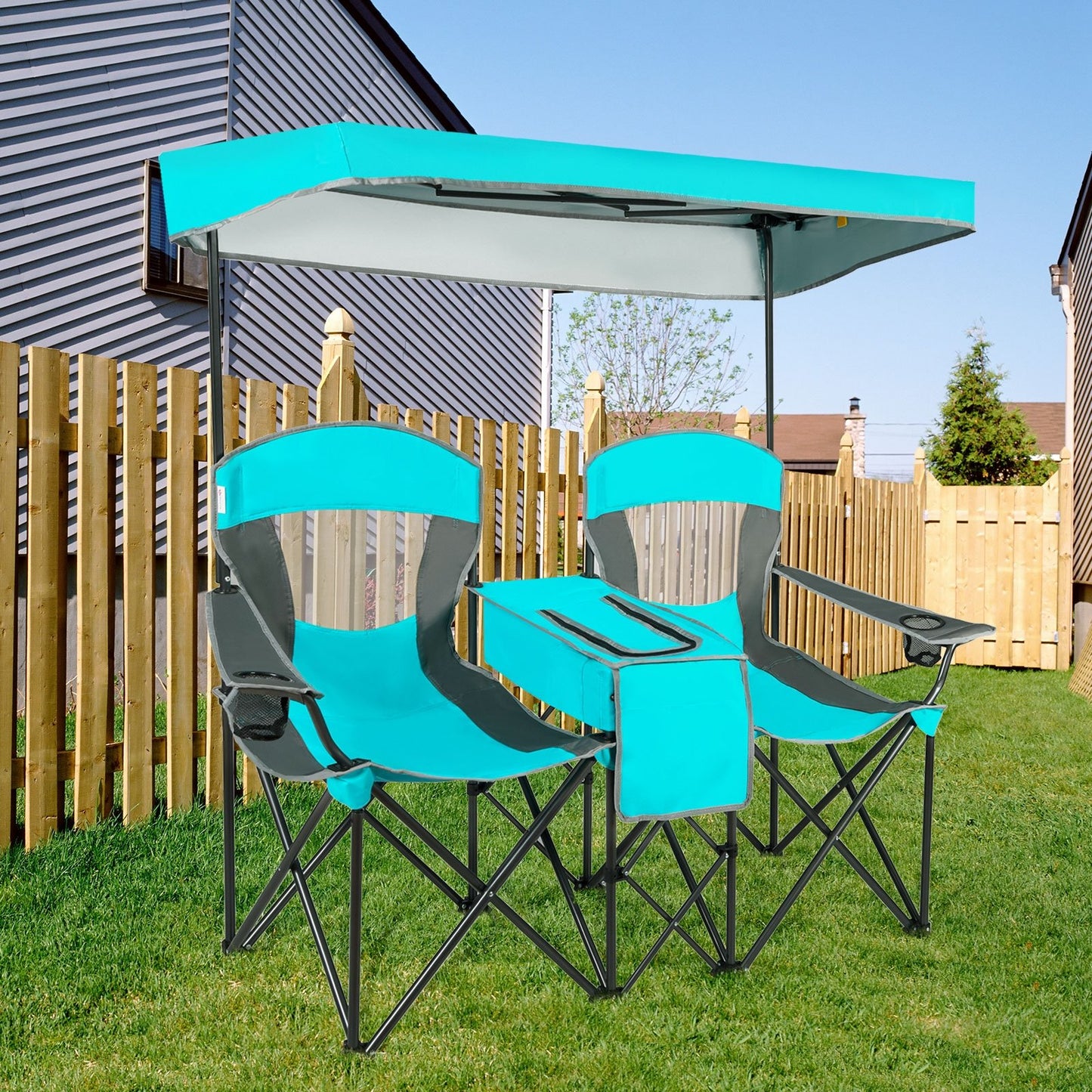 Portable Folding Camping Canopy Chairs with Cup Holder, Turquoise Camping Furniture at Gallery Canada
