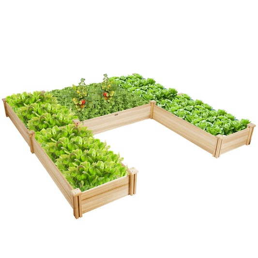 U-Shaped Wooden Garden Raised Bed for Backyard and Patio, Natural Raised Garden Beds Natural at Gallery Canada