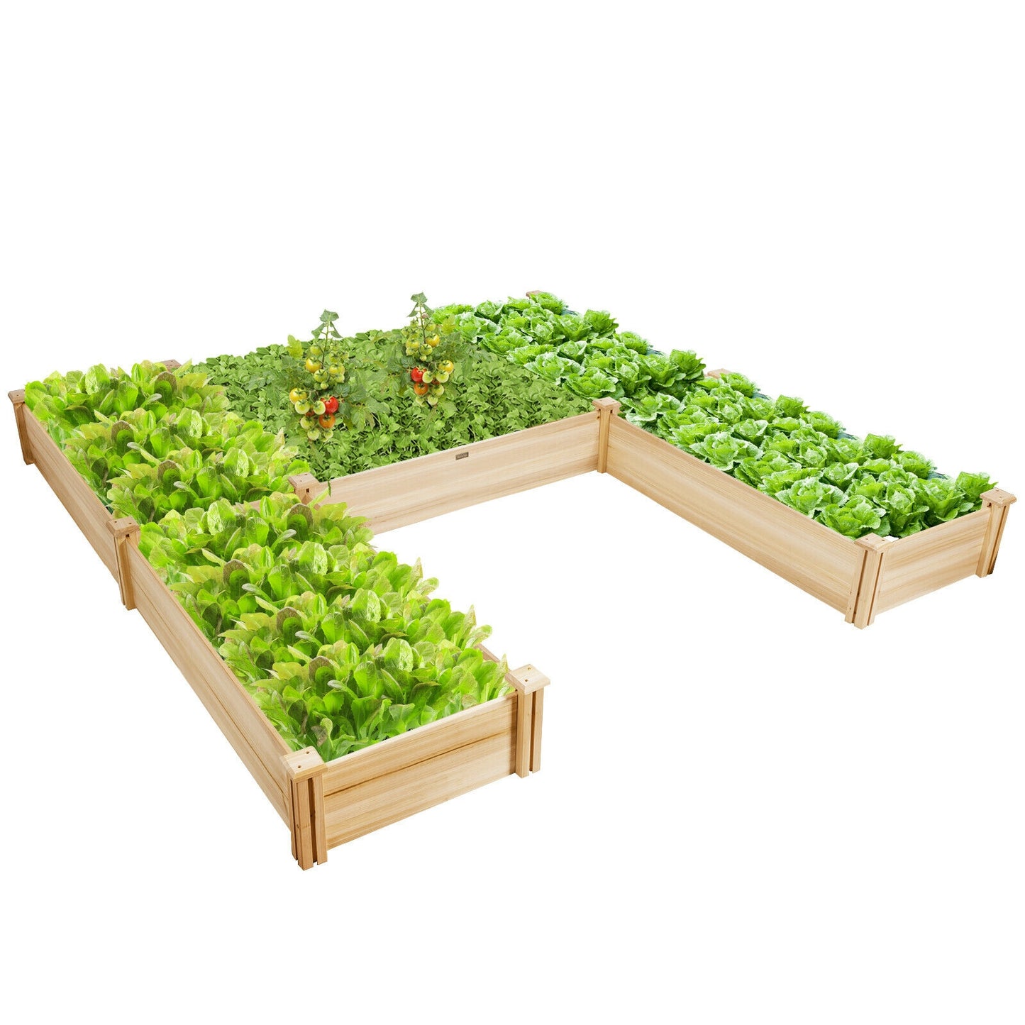 U-Shaped Wooden Garden Raised Bed, Natural