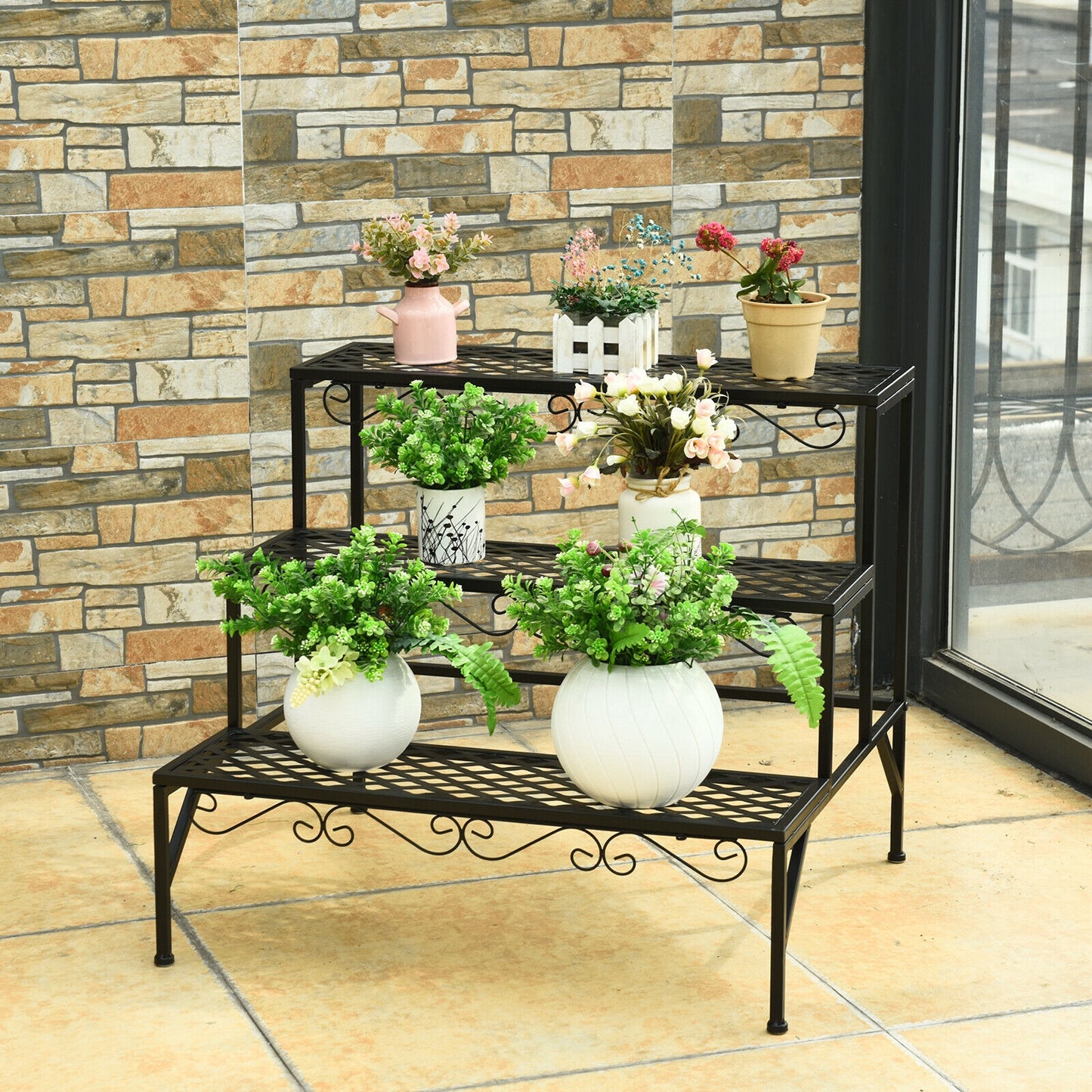 3 Tiers Metal Decorative Plant Stand, Black Plant Stands at Gallery Canada
